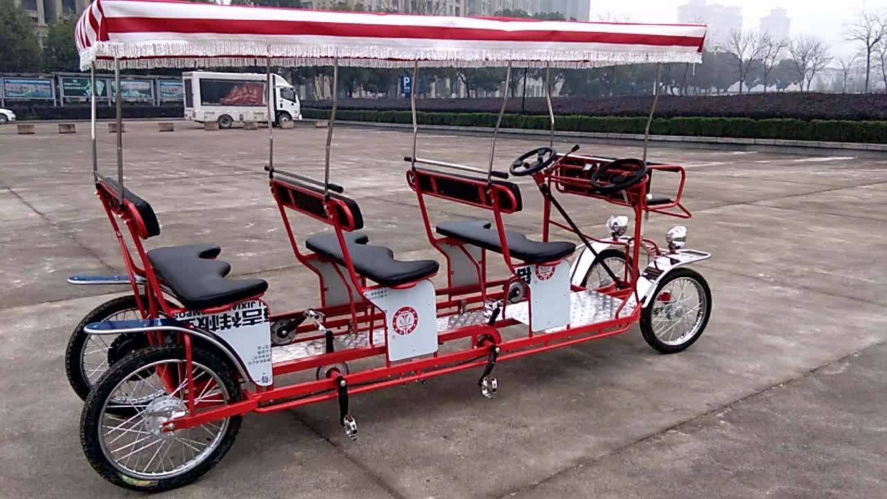 Deluxe Electric 4seater Roadster Bike With Led Lights Surrey Quadricycle Buy Surrey Bike