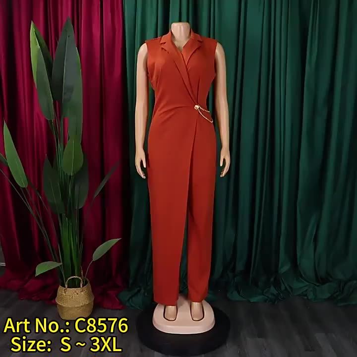 C8576 Latest Design Summer Jumpsuits for Ladies Elegant Suit