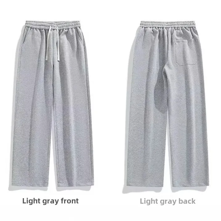 Grey Sweatpants Men's Autumn and Winter fleece-lined Straight-leg Loose All-match Dape Wide-leg Sports Pants Boys Casual Long Pants