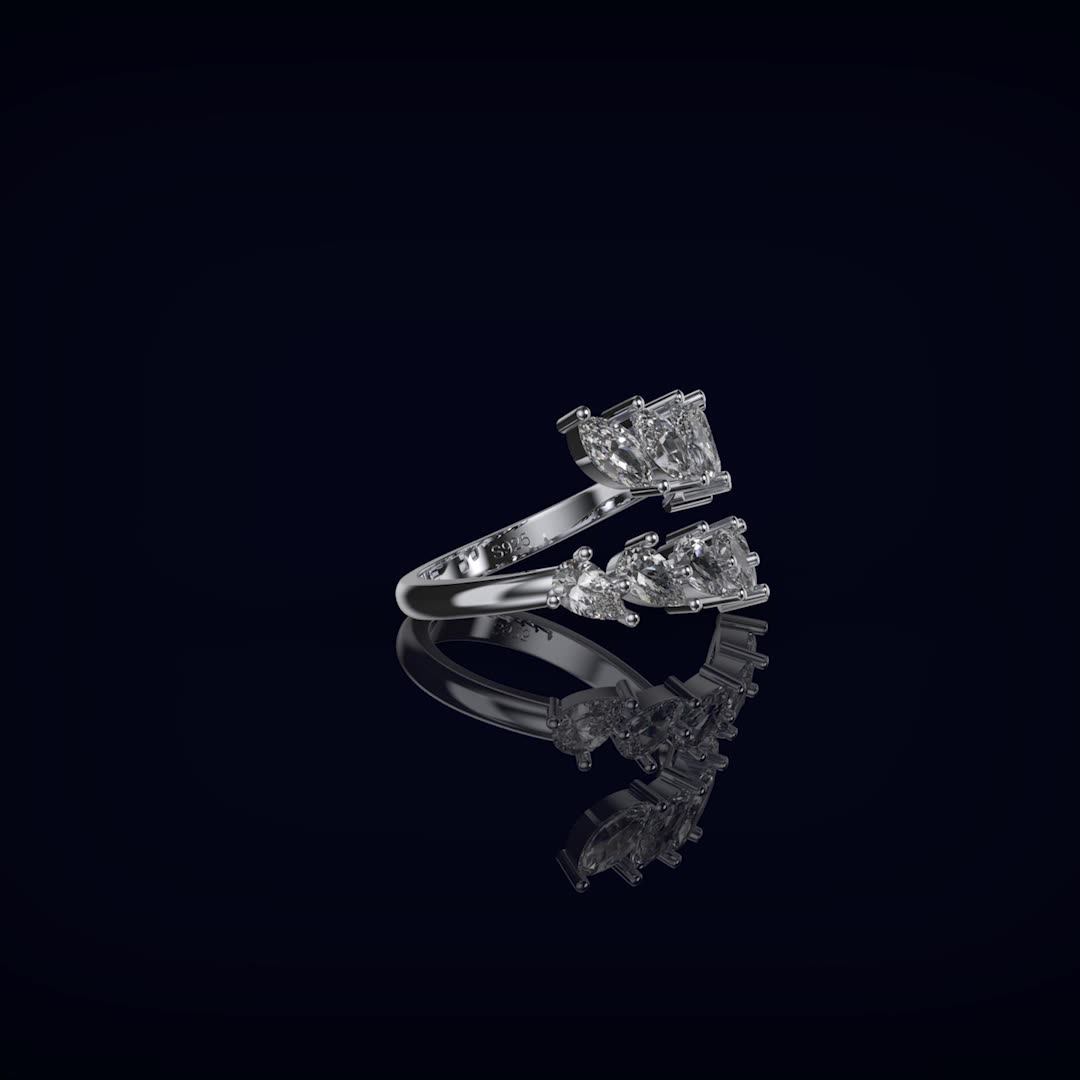 SR306 RINNTIN Adjustable 14k Gold Plated White CZ Open Ring Dainty