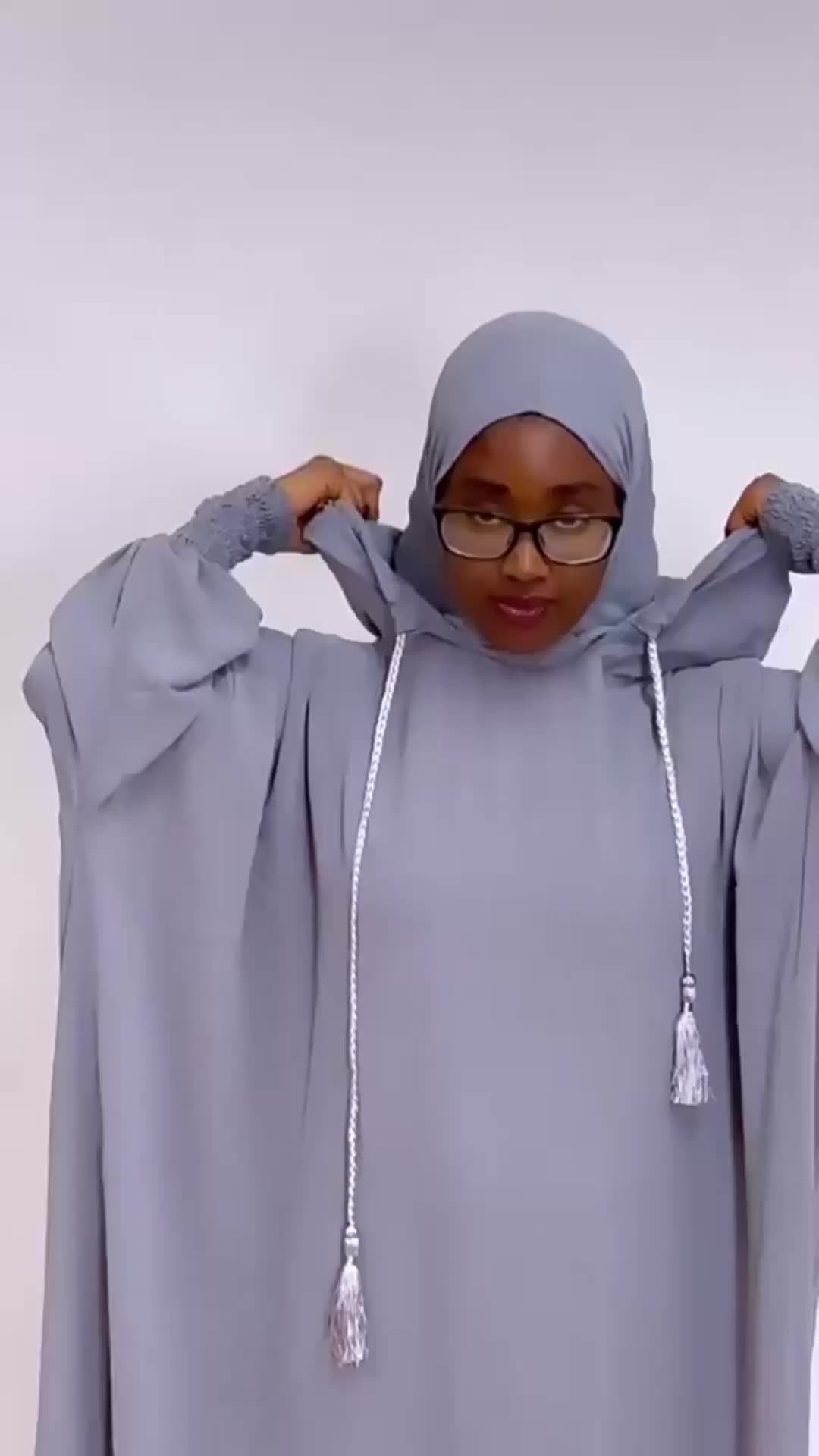 2024 New Trendy Hijab Cap Abaya Dubai Islamic One Piece Plain Color Abayas  Hoodie Long Casual Dress