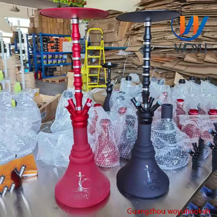 Big Size Aluminum Hooka Glass Waterpipe Large 4 Hoses Sheesha Hookah