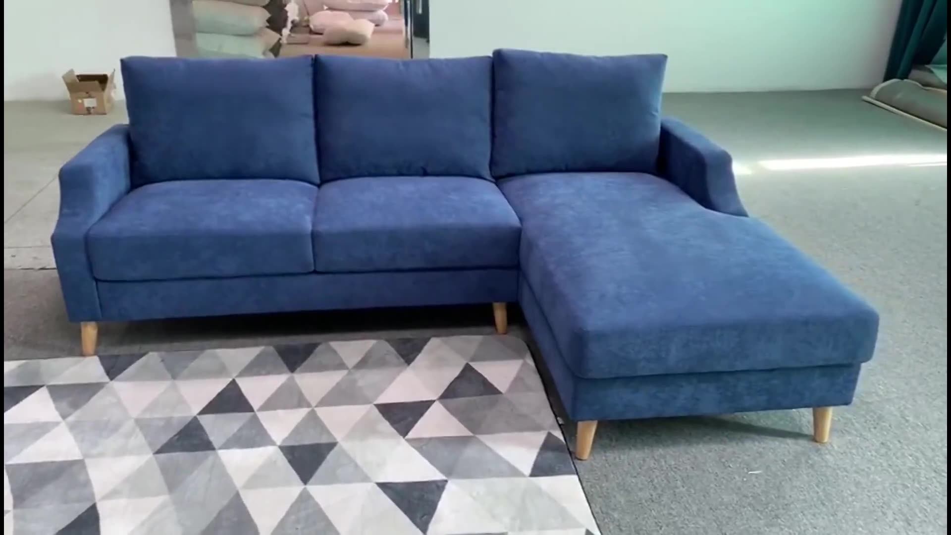 Simple I Shape Fabric Sofa Industrial Grey Sofa With Chaise Cheap