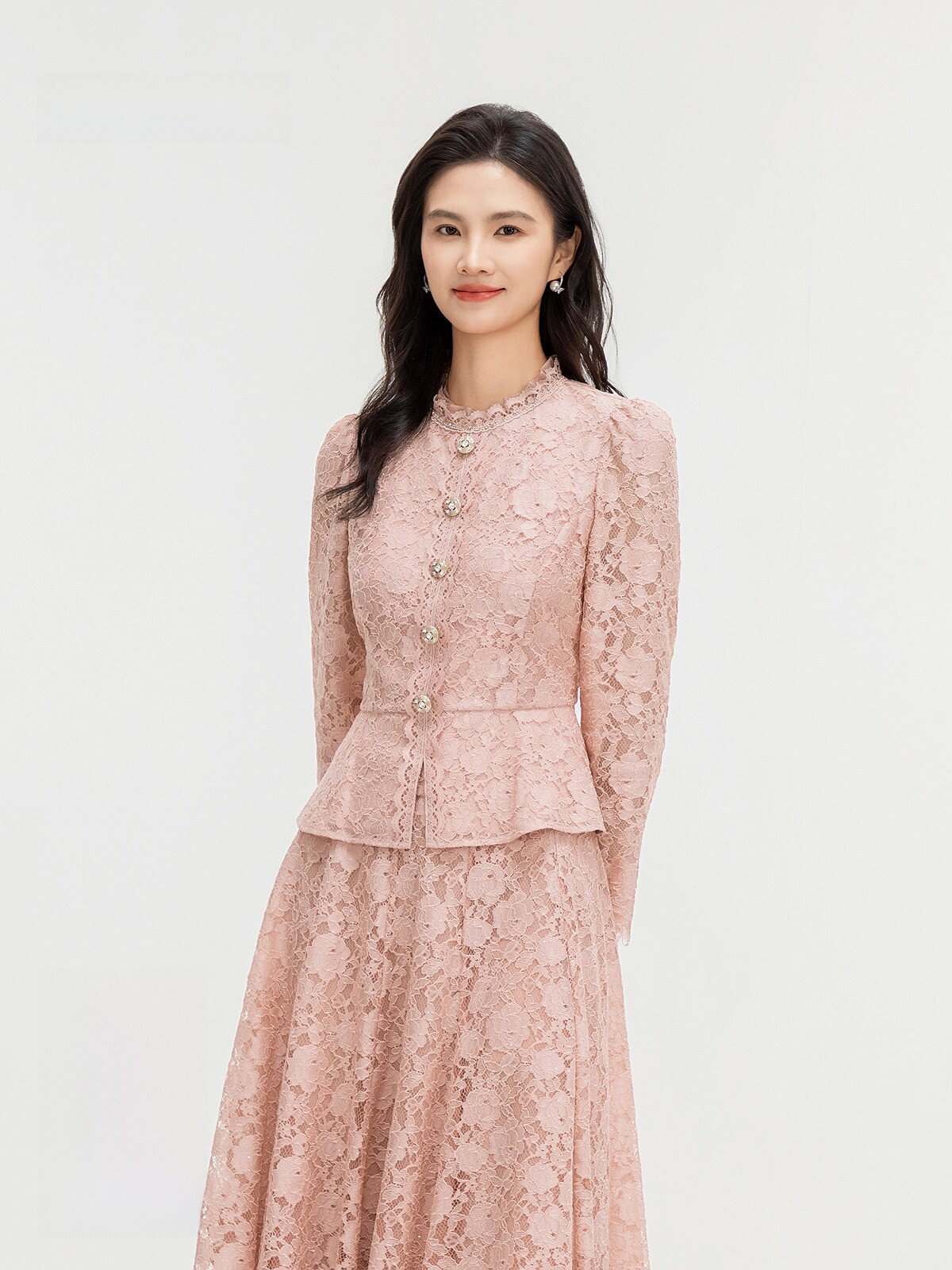 Koradior Lace Wonderland Same Style Spring Elegant Lace Chiffon Blouse Top
