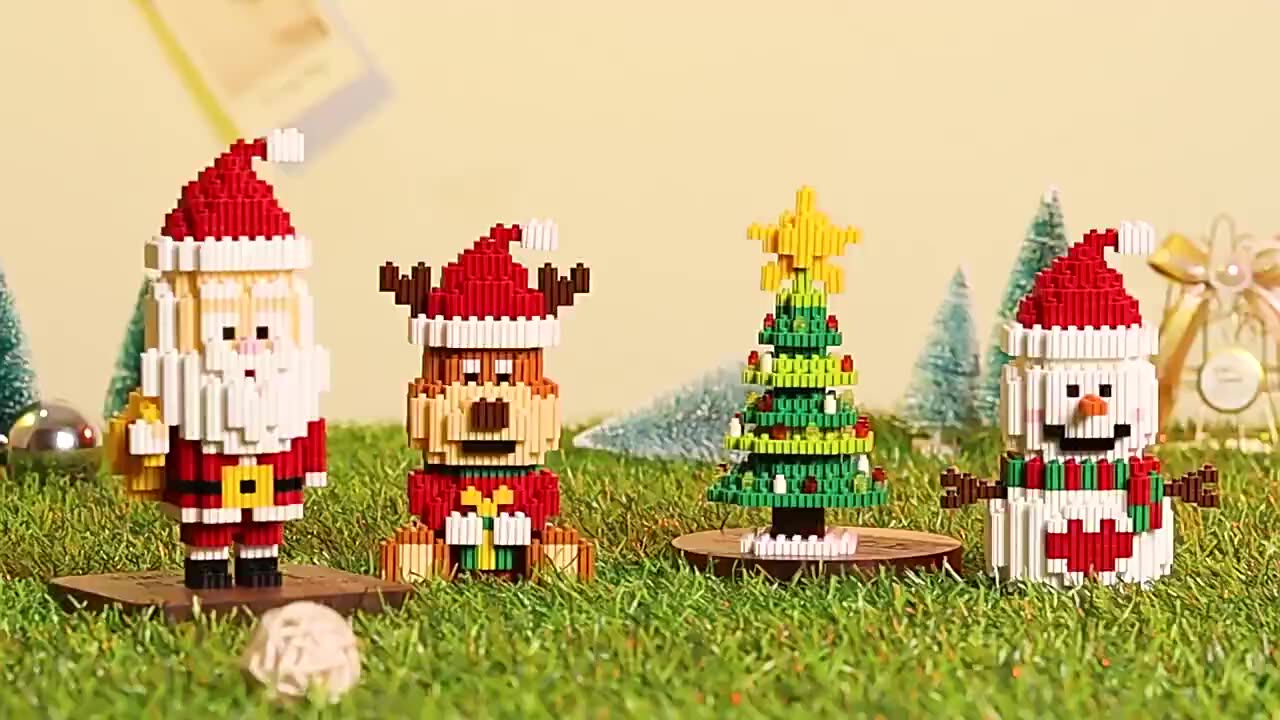 Micro-briques Santa Claus Et Renne De Noël – Modèle 3D – Puzzle Construction Enfant – Cadeau Calendrier Avent – Déco De Noël