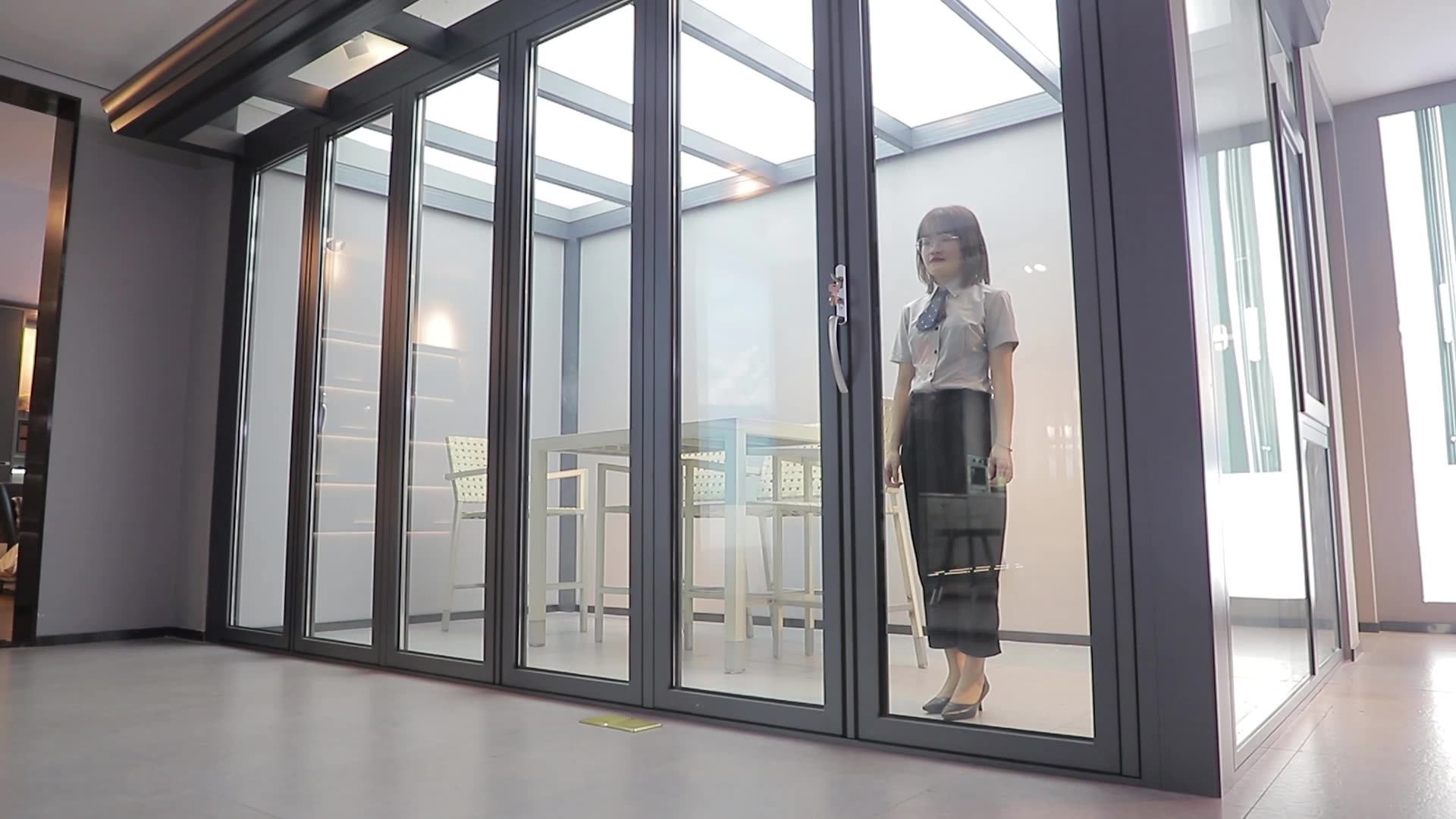 Modern Design Bi Folding Exterior Glass Door Double Glazed Security