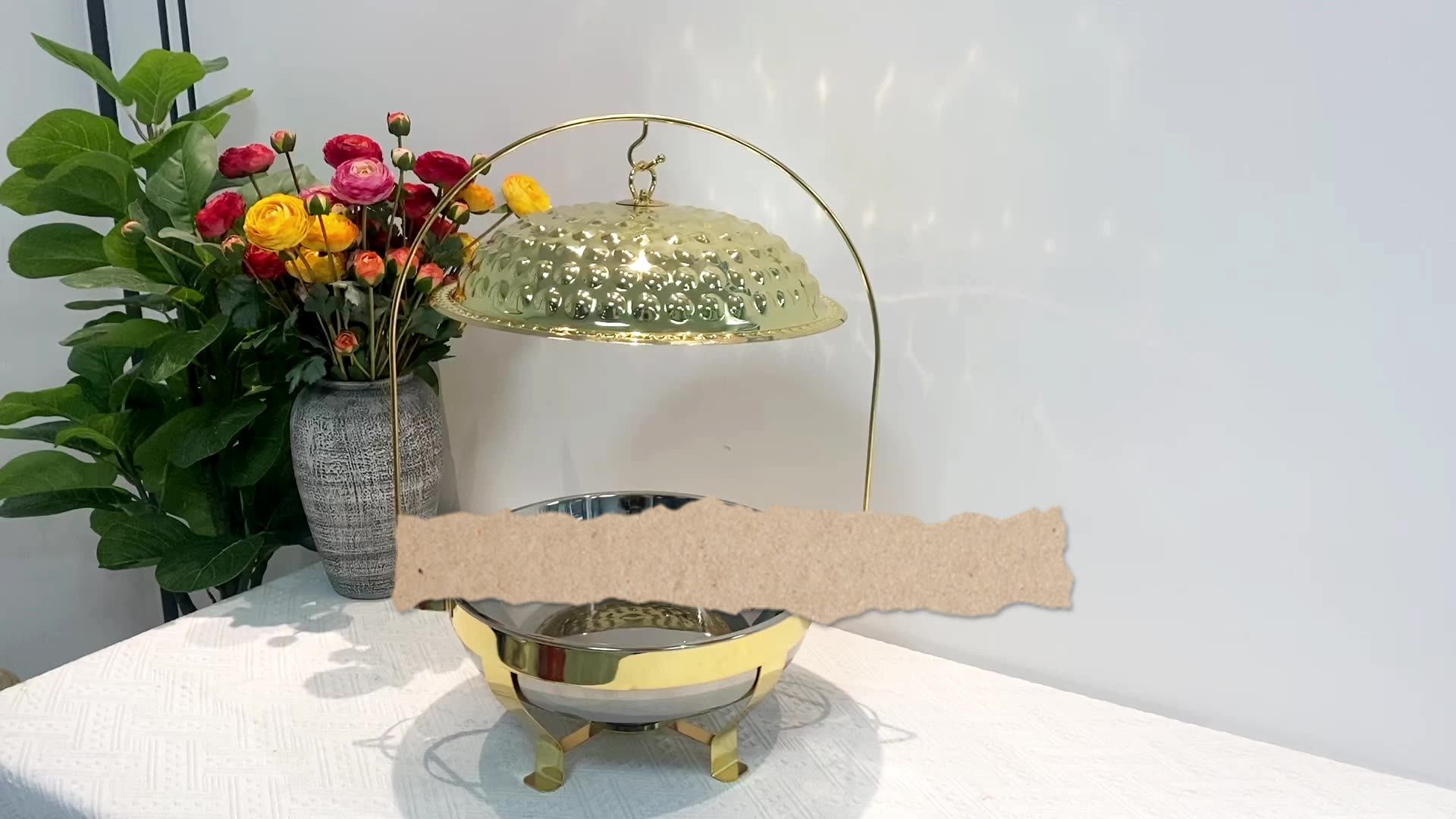 8.0l Sturdy Gold Food Warmer Buffet Server Modern Chafing Dishes Chafer