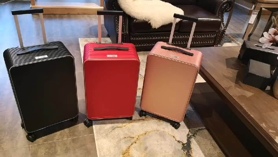 New Style Trending 2020 Suitcase Sets 100 Aluminum Alloy Front Open