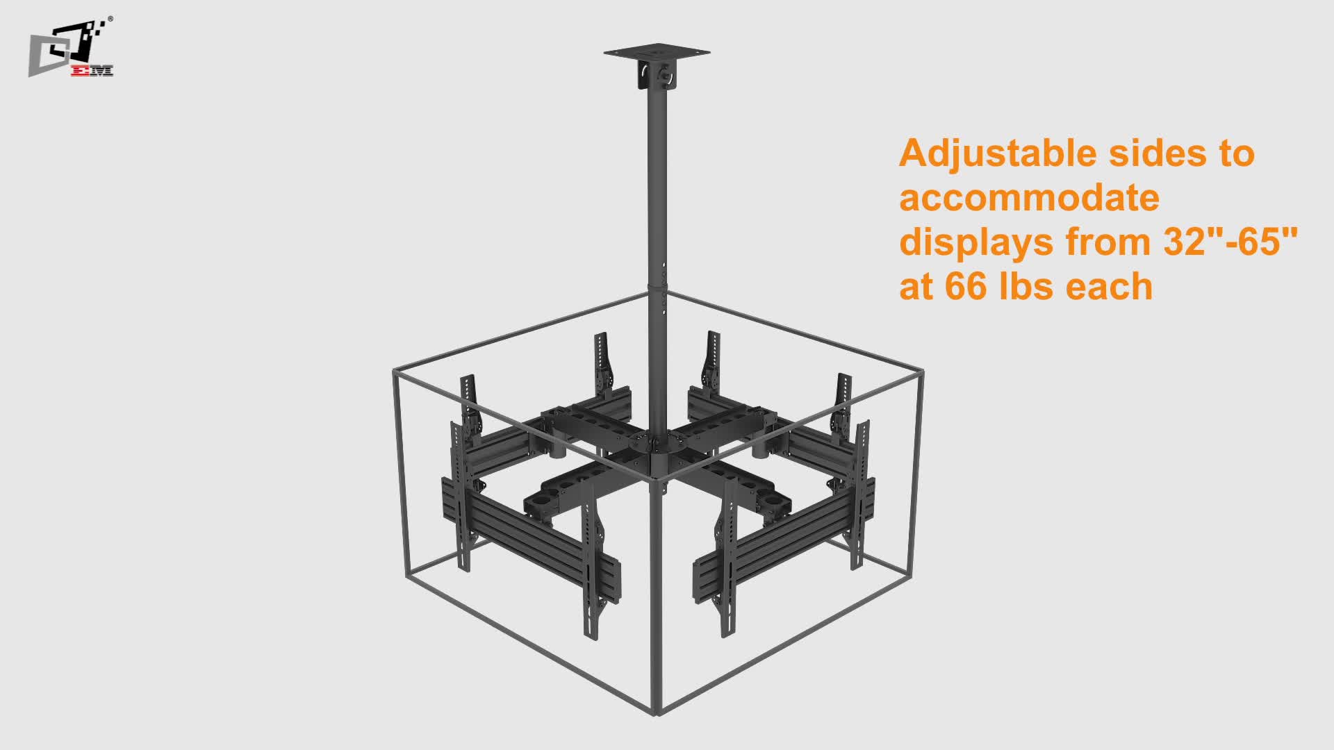Commerical Side By Side Wall Bracket Mount Ceiling Tv Mount For Quad