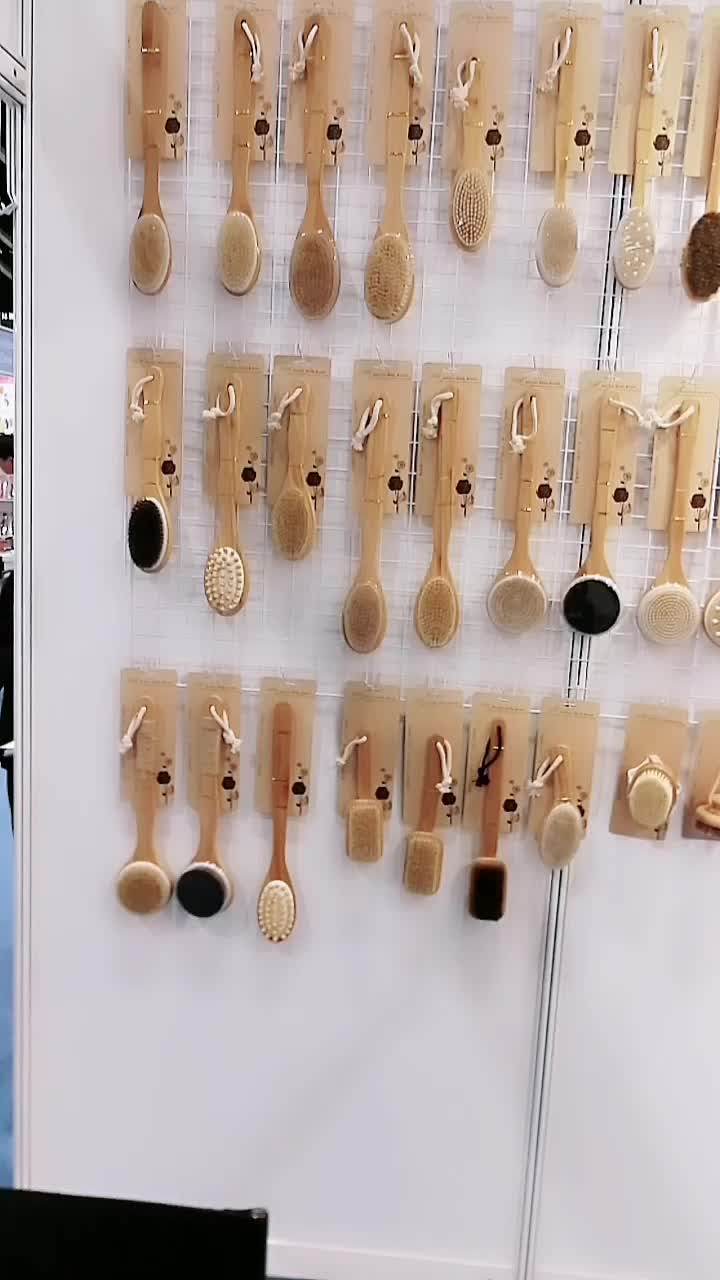 Bamboo Bath Brush With Natural Bristle And Massage Nodes,Body Brush