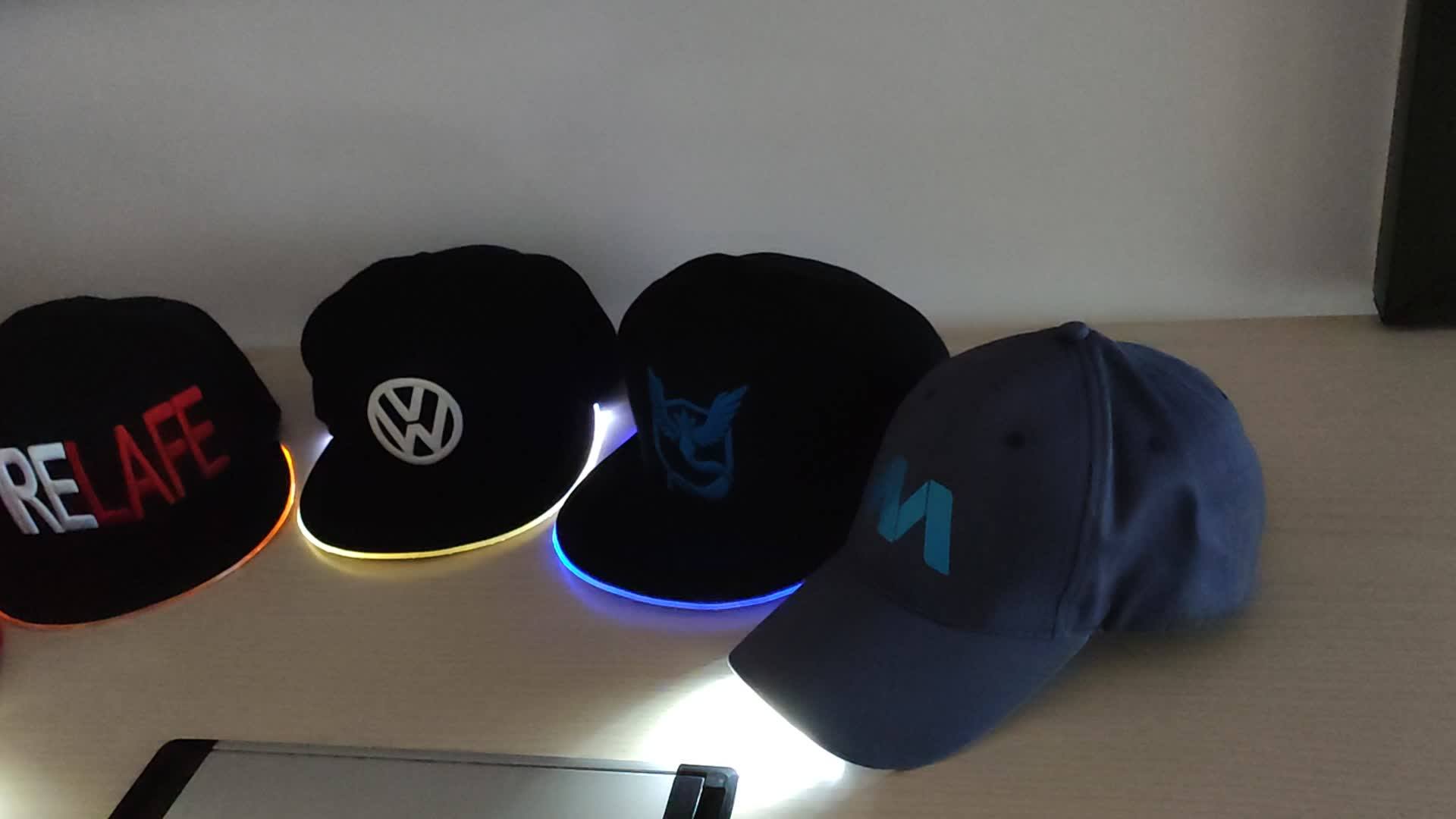 Custom Size And Printed Pattern Baseball Cap With Builtin Led Light