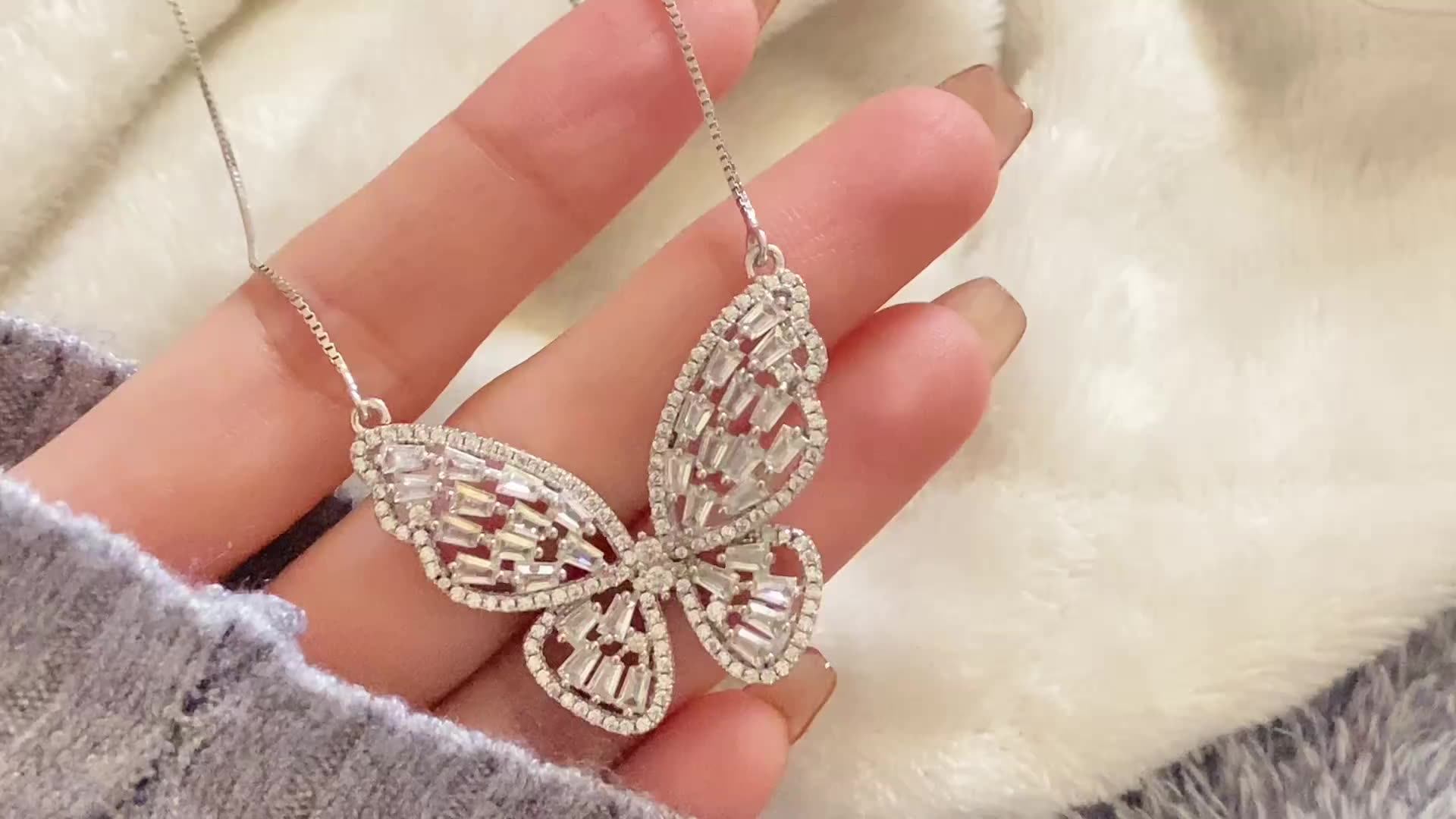 Butterfly Design Jewellery Square Cut Fashionable Zircon 925 Sterling