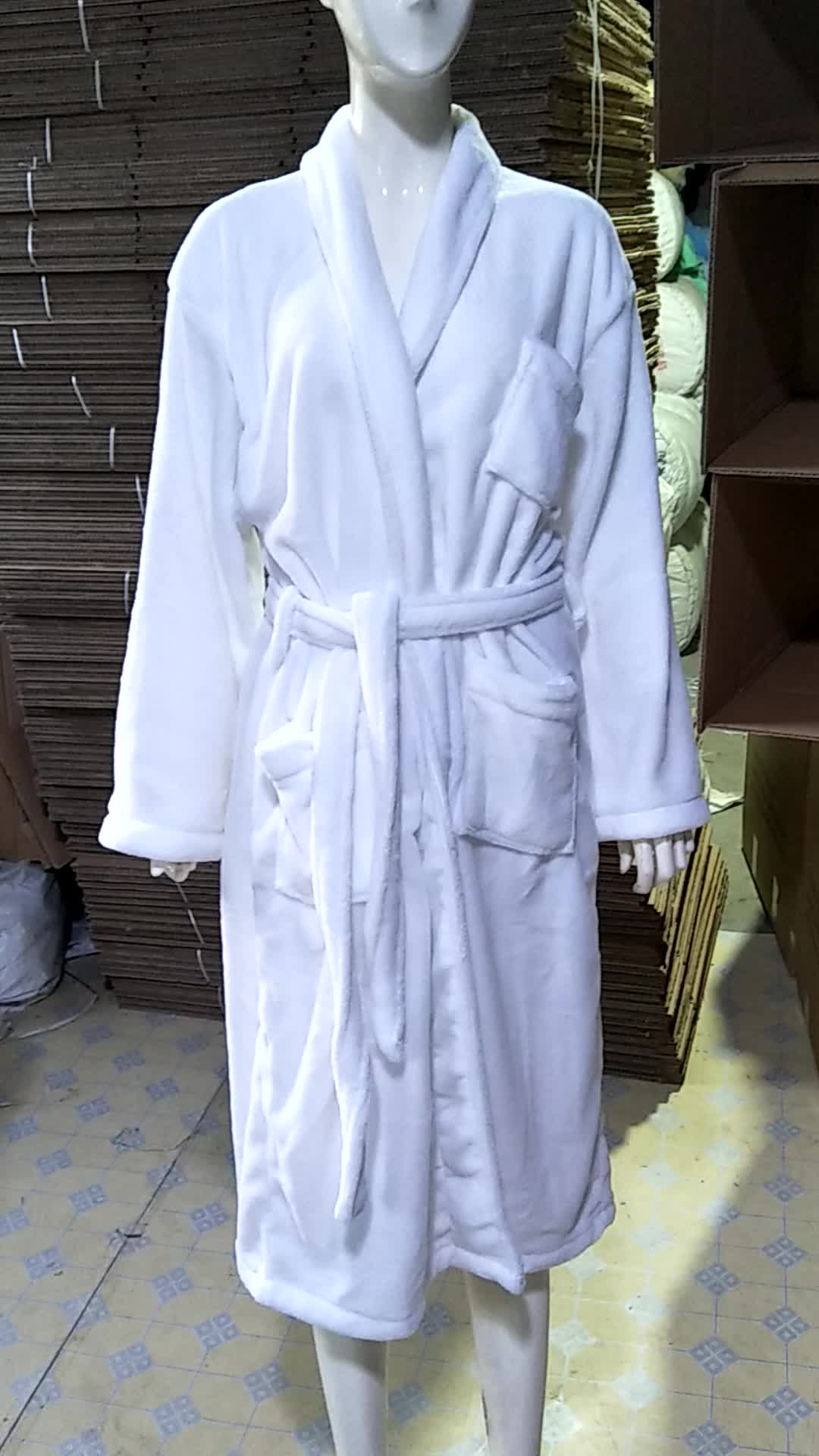 Women Hooded Bathrobe Fleece Robe /zipper Bathrobes Warm Polyester