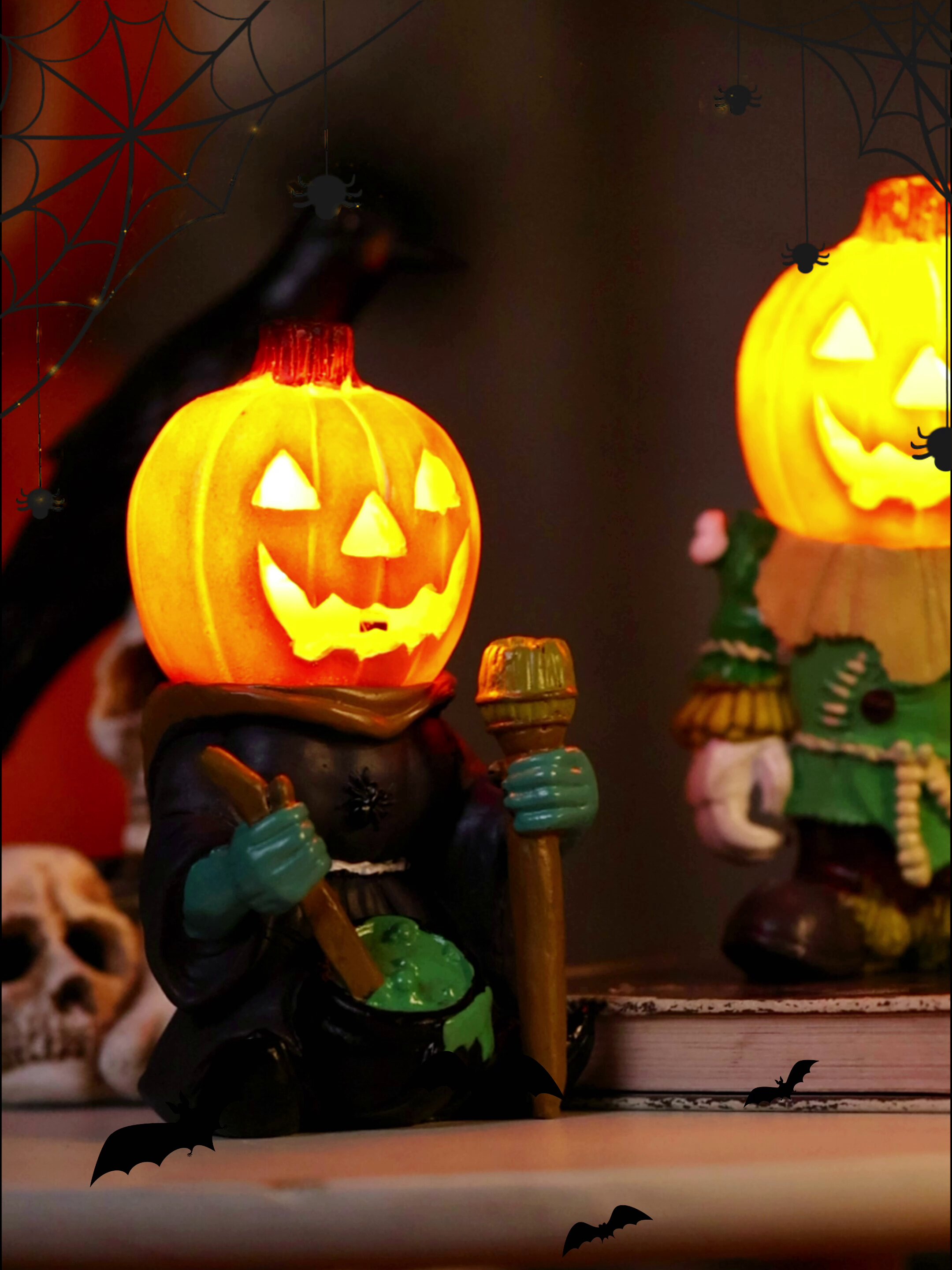 万圣节装饰品摆件南瓜头发光骷髅幼儿园儿童装扮道具场景布置，节日氛围拉满！_其它_淘宝游戏网, image size:2160x2880