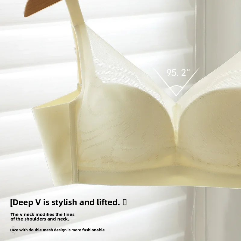 Japanese Light Luxury 100% Mulberry Silk Traceless Underwear Women's Small Chest Push-up Auxilary Breast Anti-sagging Non-rims Bra