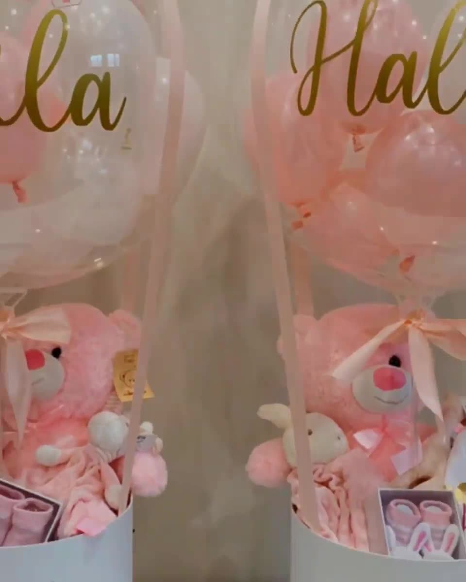 JOAASU Geschenkkorb Leer Geflochten - Mit Tüten Und Schleifen Rosa Für Babyparty Geschenke