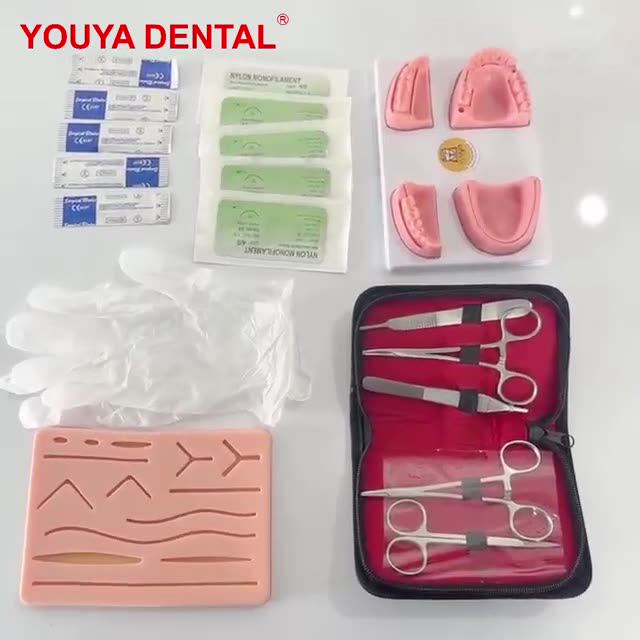 Kit Pratica Sutura Dentale – Modello In Silicone Con Pinze, Pinzette E 5 Fili – Per Studenti Odontoiatria E Formazione Medica