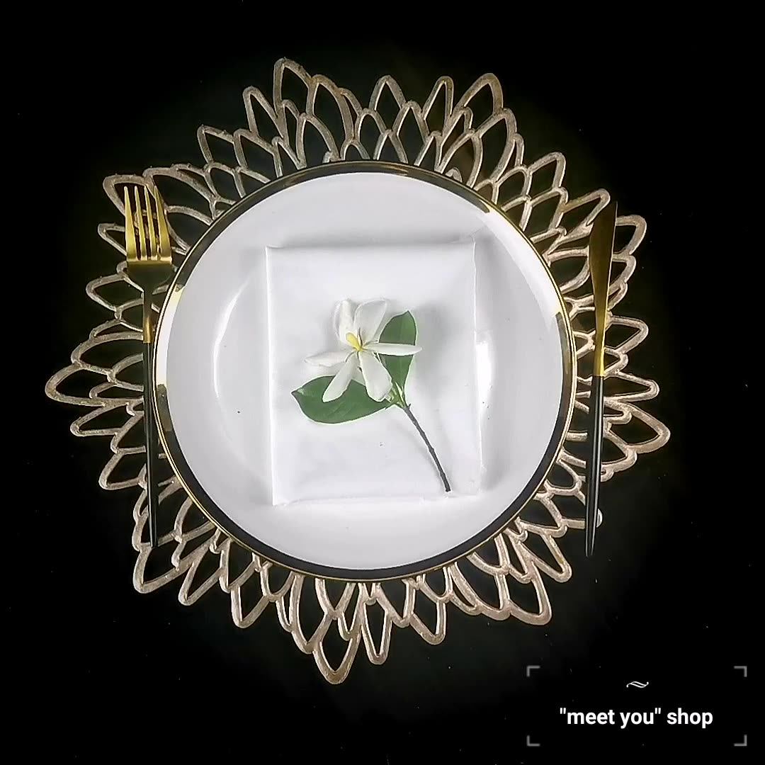 38cm Gold Wedding Decorative Flower Plastic Placemat Buy Plastic