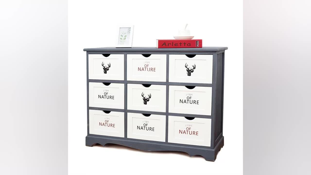 European Style Antique White Wooden Simple Dresser 9 12 Chest Of