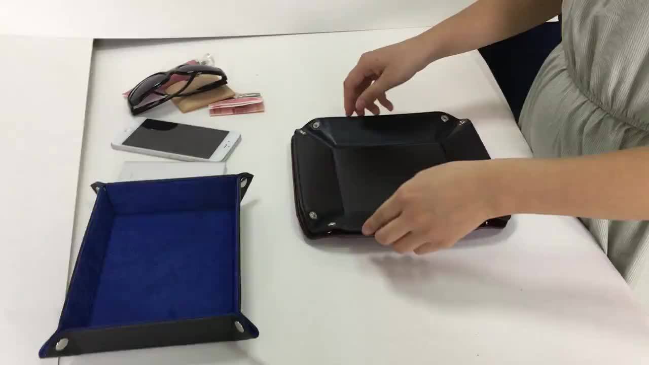 Leather Valet Tray Catchall Storage Tray Collapsible Catchall Storage