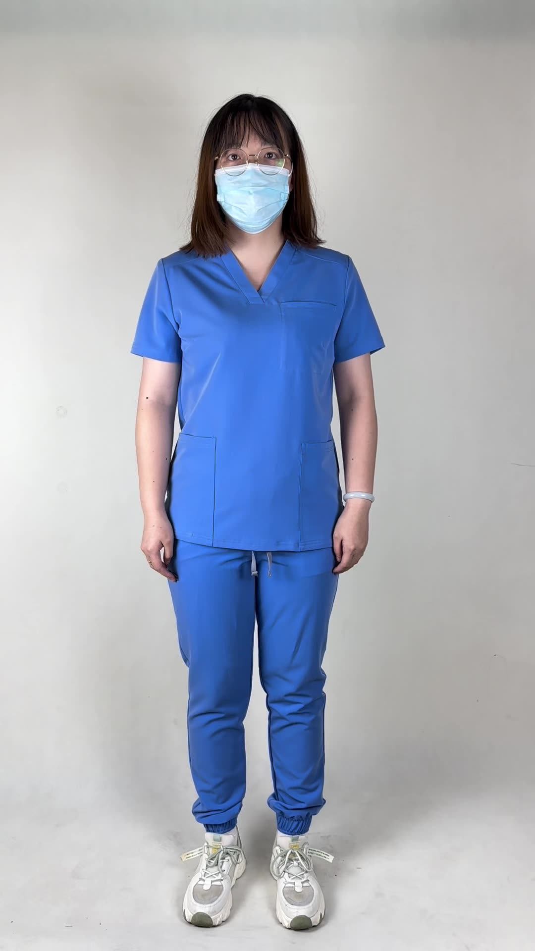 Yuhong Garments Ceil Blue Scrub Uniformes Conjuntos De Enfermeira