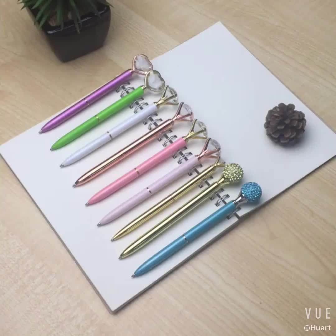 Diamond Ballpoint Pen Rose Gold Pens With Big Rhinestones Crystal Metal