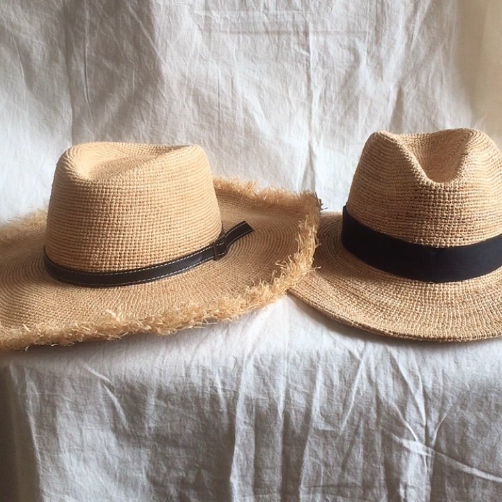 Custom Packable Deluxe Hand Crocheted Raffia Panama Summer Sun Women