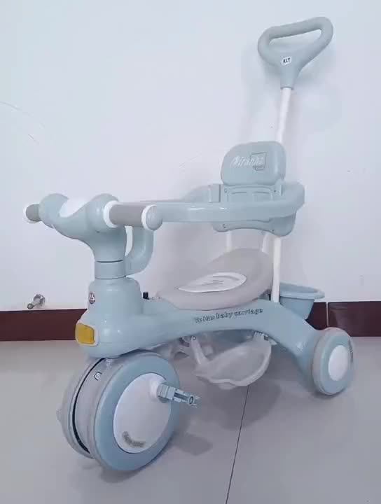 Children's multi-functional three-wheeled trolley Child baby baby toddler pedal with fence pusher can be pushed and cycled