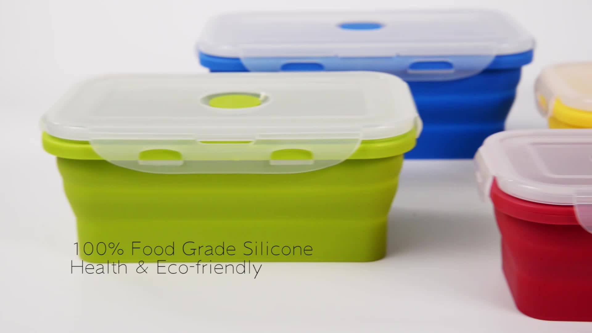 4 Pack Airtight Collapsible Food Container Portable Storage Microwave