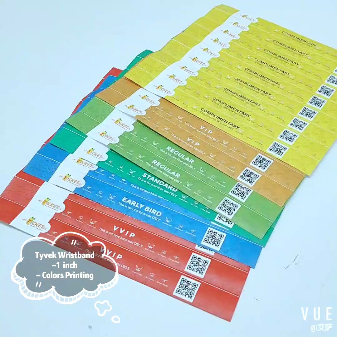 Custom Uv Digital Printing 1 Inch Wristband Vip Admission Paper Tyvek ...