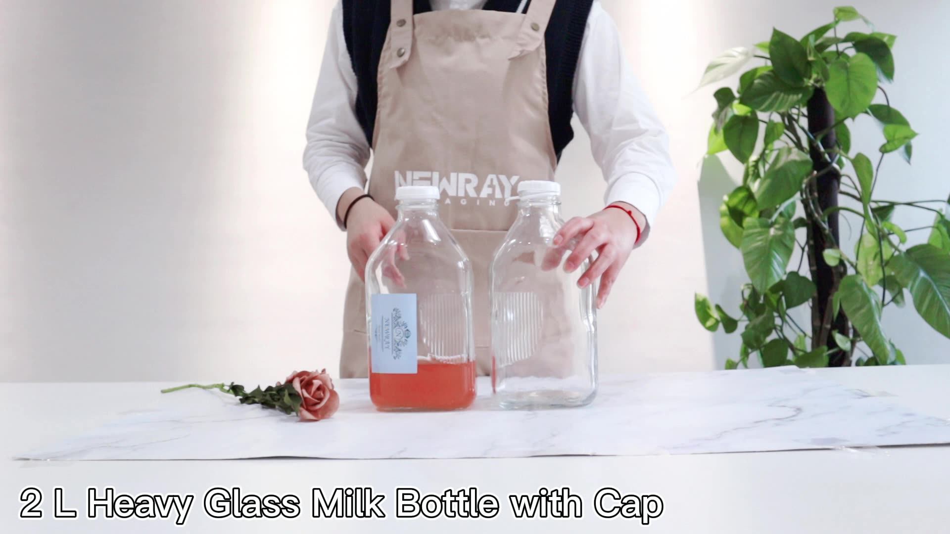 64 Oz Glass Milk Jugs With Caps Perfect Milk Container For Refrigerator