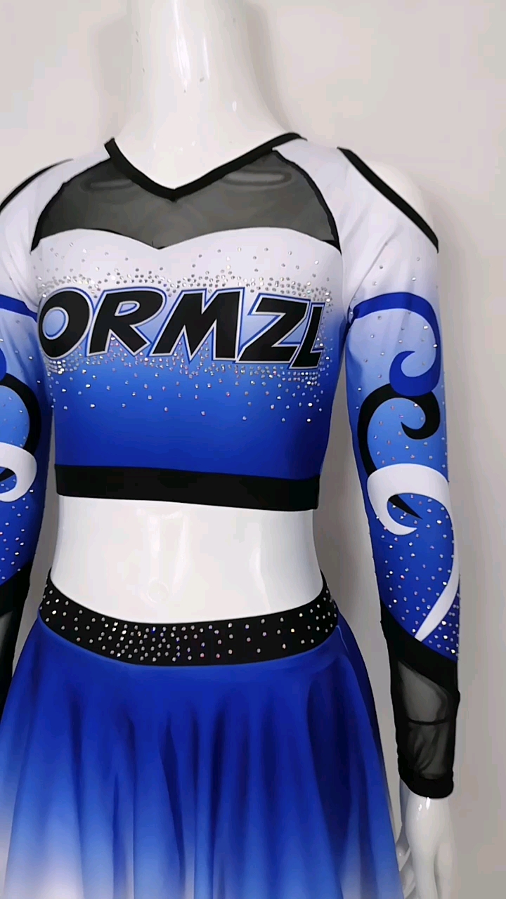 Custom Design Material Rhinestone Youth Cheerleading Costume Uniforms