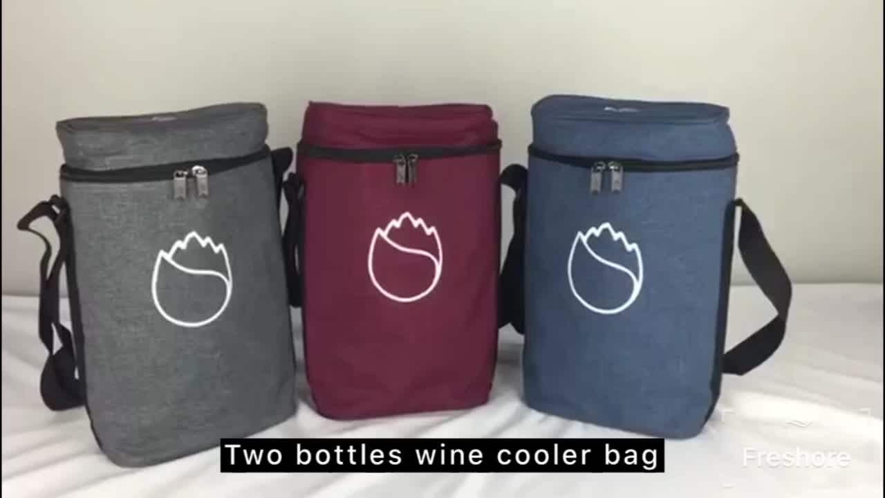 Insulated Wine Tote Carrier 2 Bottle Portable Padded Wine Cooler Bag