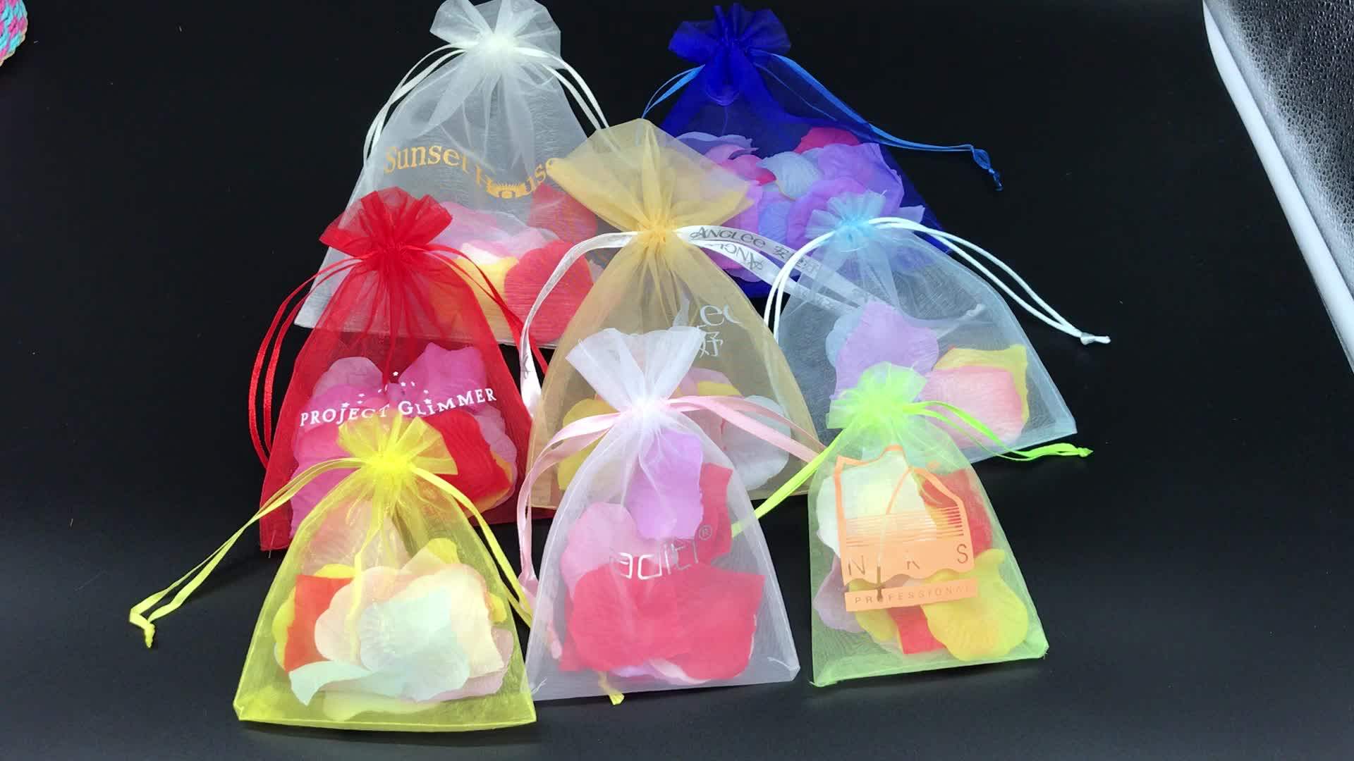 High Quality Custom Logo Drawstring Jewelry Gift Favor Pouches Organza