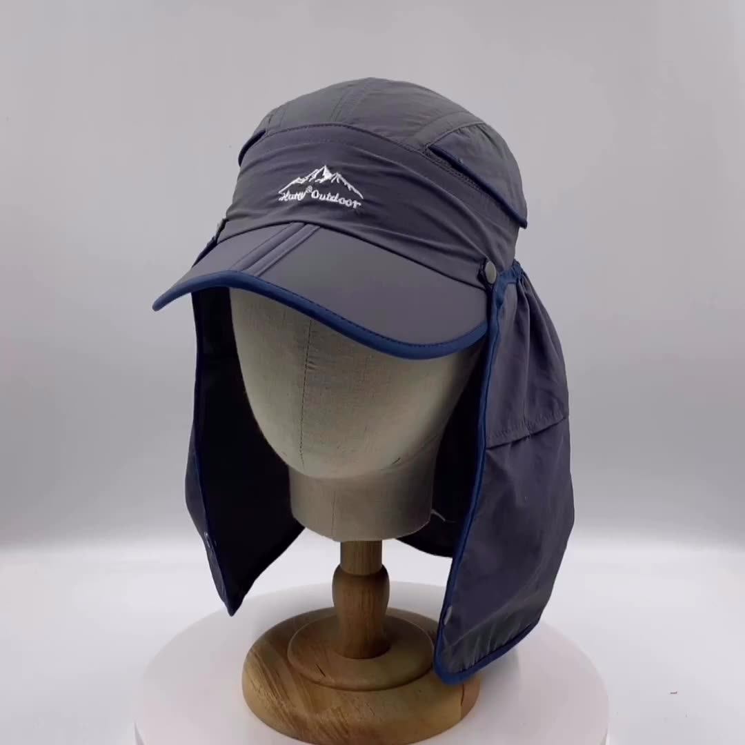 High Quality Detachable Bucket Hat Sunproof Fishing Hat Cap With Neck