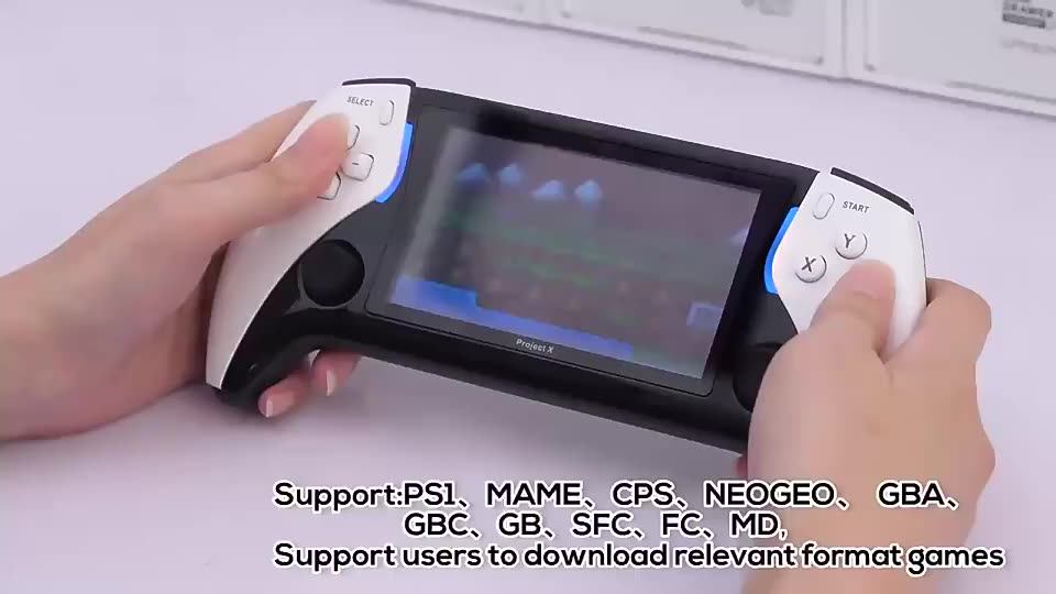 Console Rétro Portable Project X - 8000 Jeux Intégrés - Écran IPS 4.3'' - Émulateur PS1, GBA, Etc. - Neuf Sous Boîte