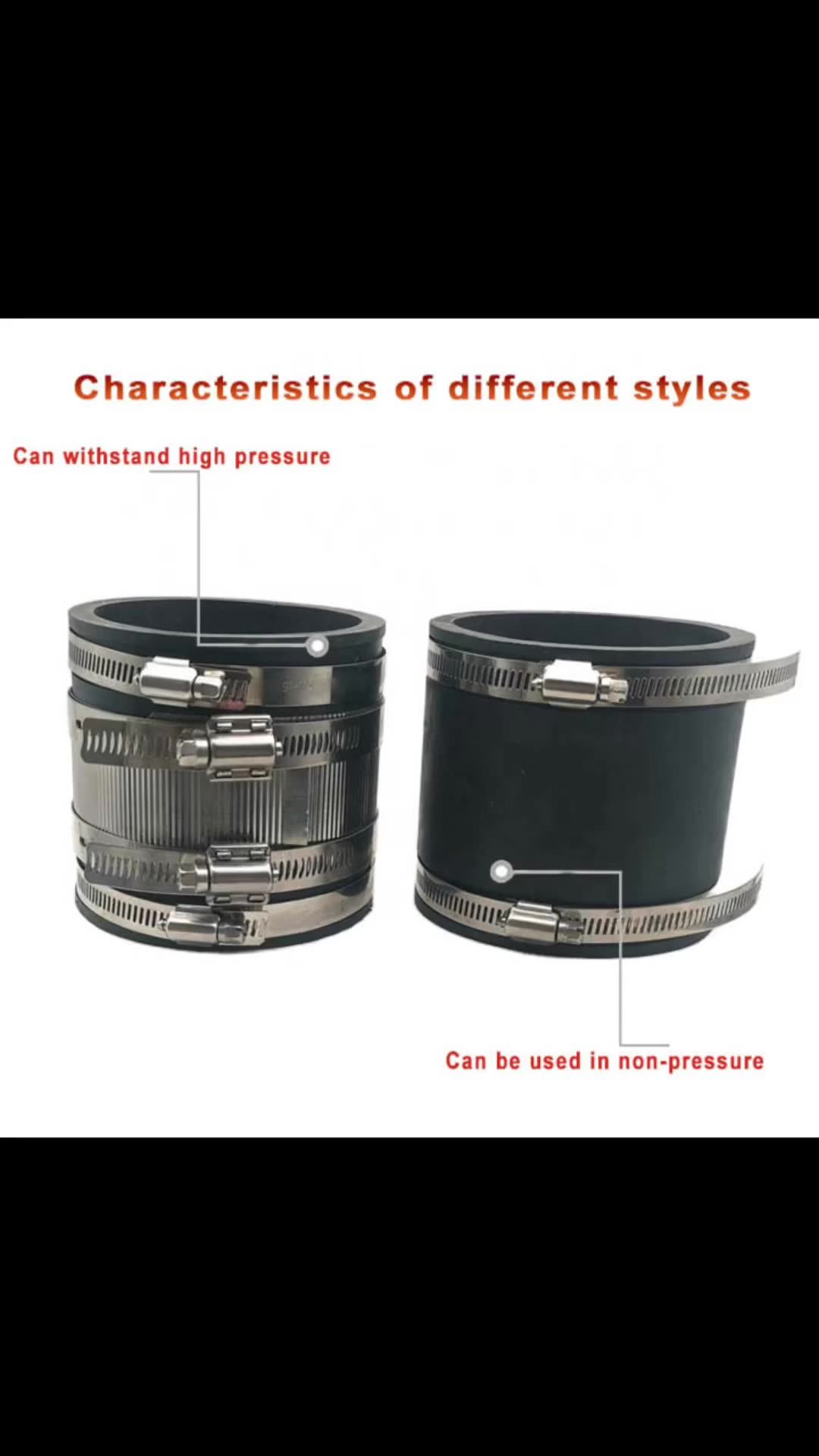 Universal Flexible Pipe Coupling Buffer Rubber Shaft Couplings For Pvc