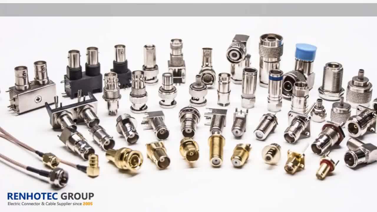 Right Angle Bnc Female 4 Port Electrical Connector For Pcb Circuit