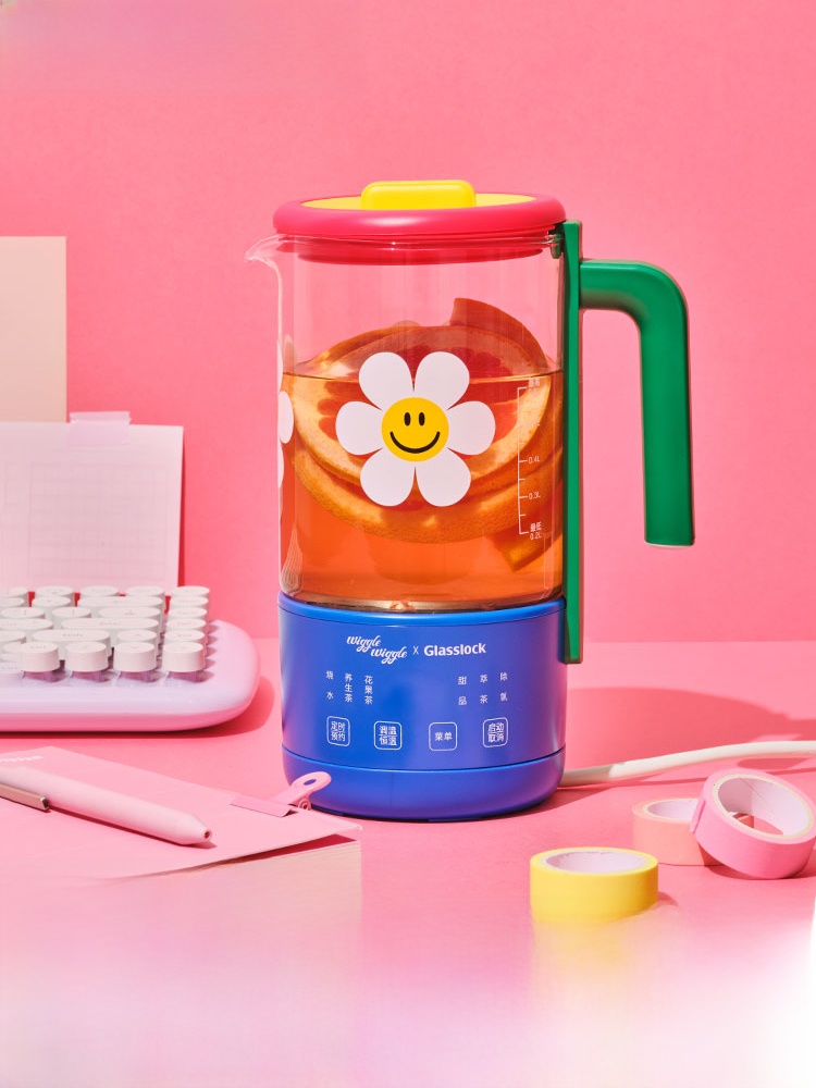 Glasslock盖朗&WiggleWiggle联名迷你养生壶办公室小型煮茶烧水壶