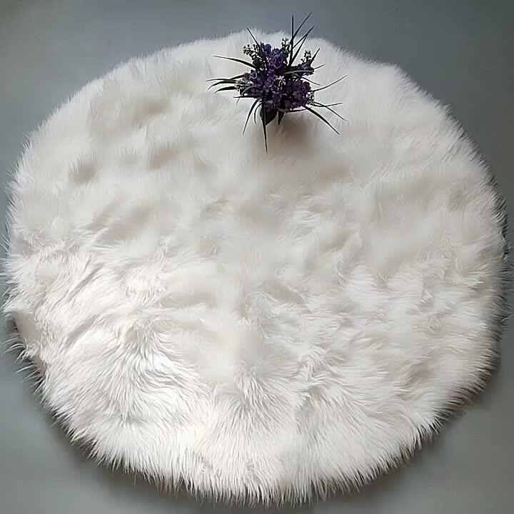 Square Wool Sheepskin Hairy Carpet Faux Floor Mat Fur Plain Fluffy Soft