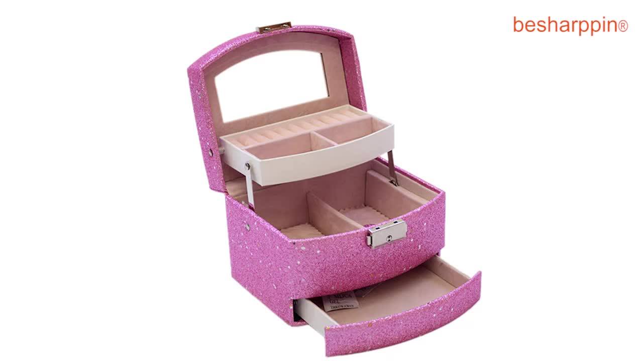 Tabletop Drawer Organizer White Stand Up Pu Leather Jewelry Box For