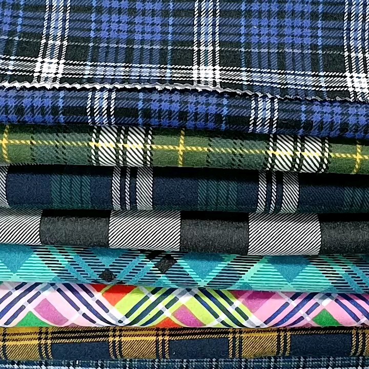 Popular Men/women Shirt Fabric Cotton Tartan Plaid Yarn Dyed Flannel