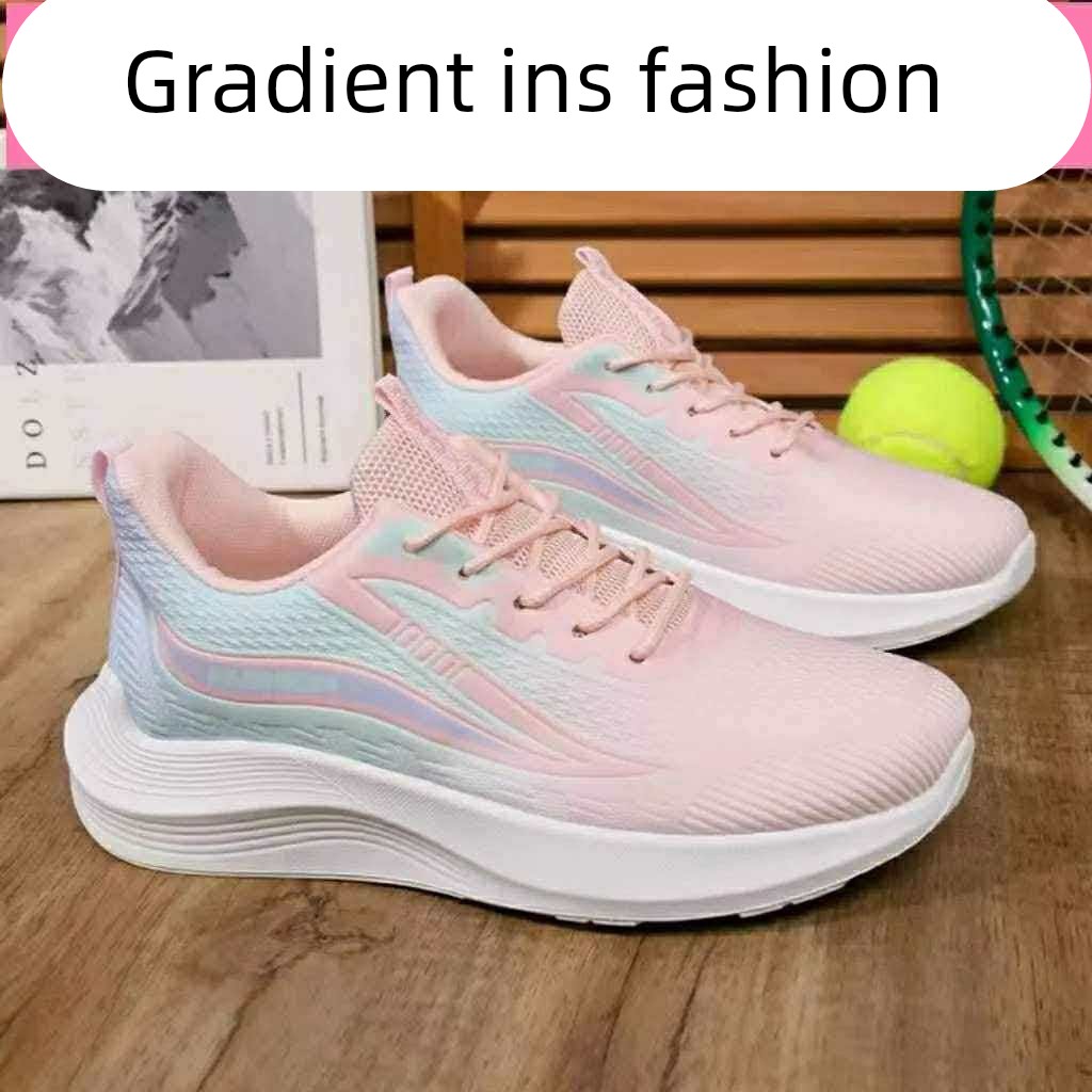 2026 Autumn Women's Sports Shoes Breathable Shock-Absorbing Thick-Soled Casual Shoes Ultra-Light Versatile Running Shoes Breathable Lightweight Shoes