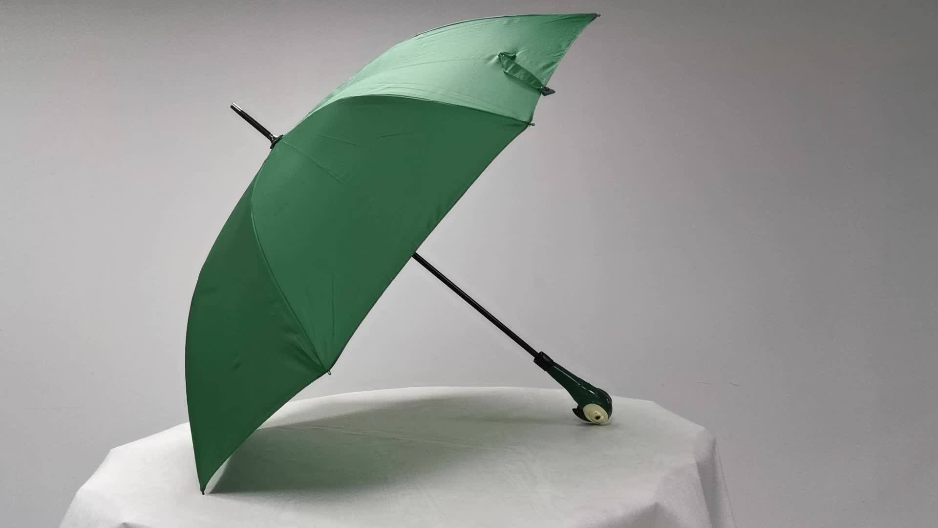 30 Inch Automatic Big Green Funny Wooden Duck Head Parrot Handle Black Fiberglass Ribs Golf