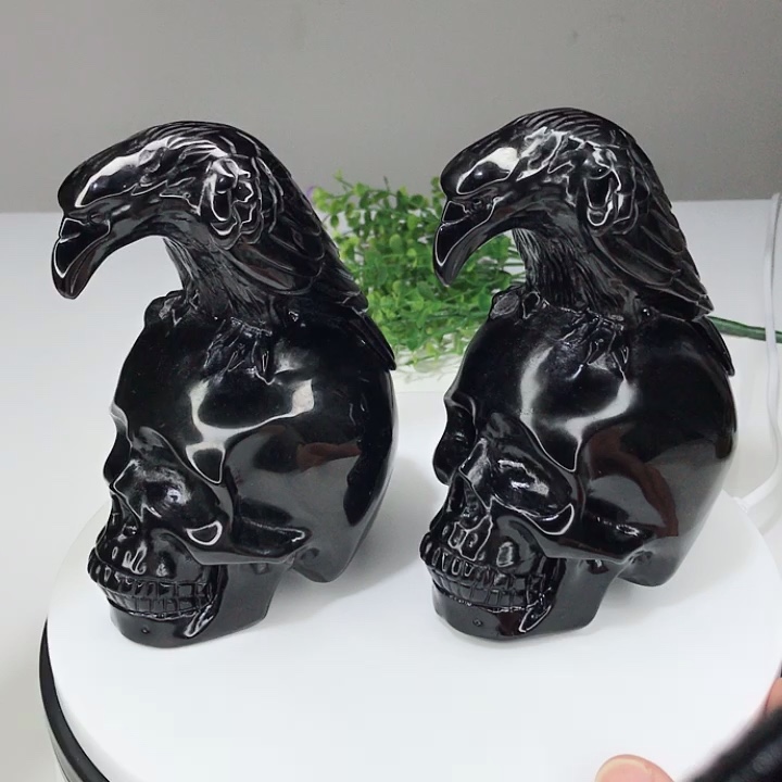 wholesale price 3pcs Stunning AAA Grade Black Obsidian Crystal Handcarved Crow