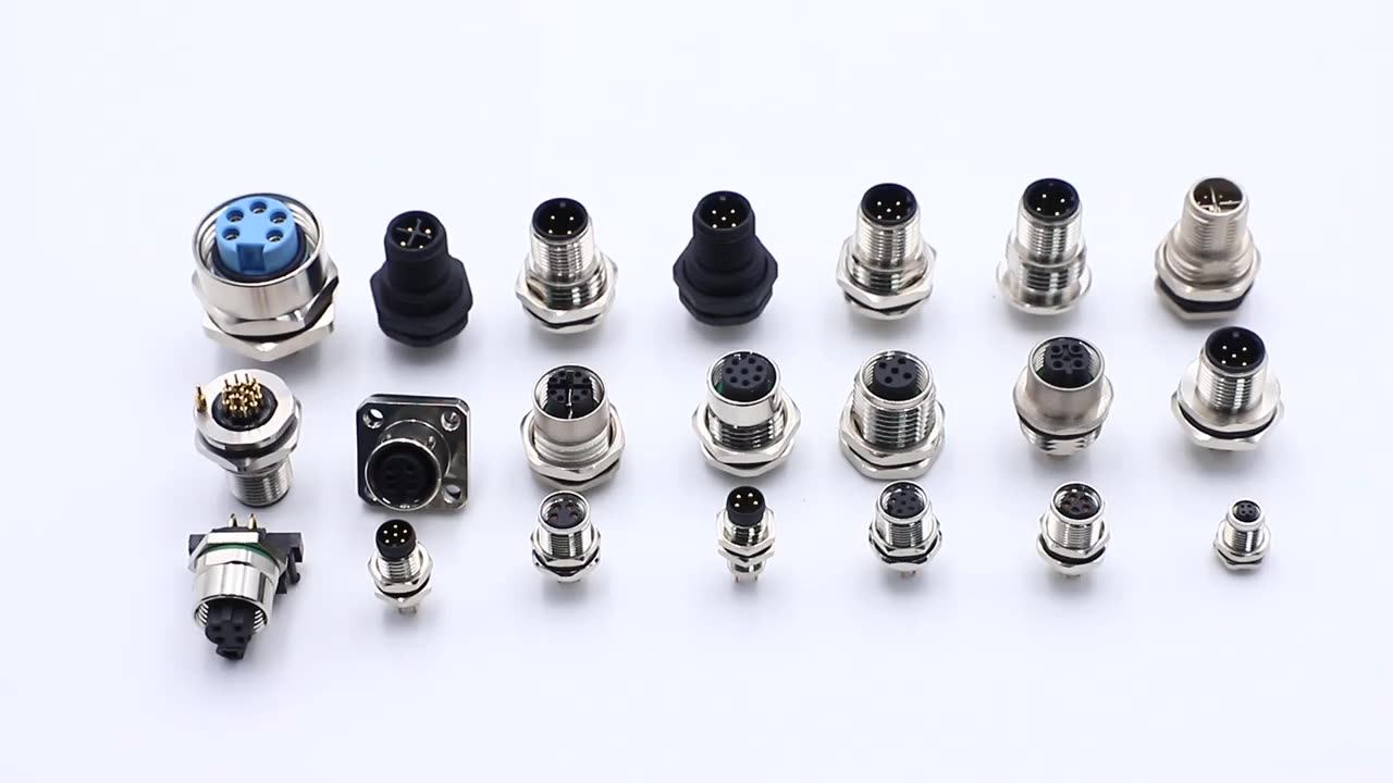 M12 B Code Panel Mount Connector 5pin Male Sensor Front Mount With