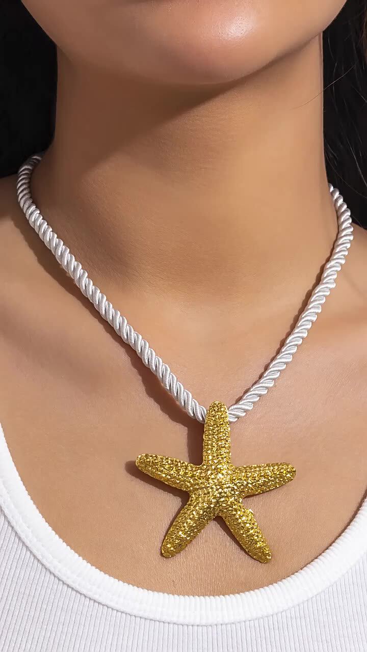 2023 Trendy Summer Beach Gold Plated Starfish Pendant Necklace for