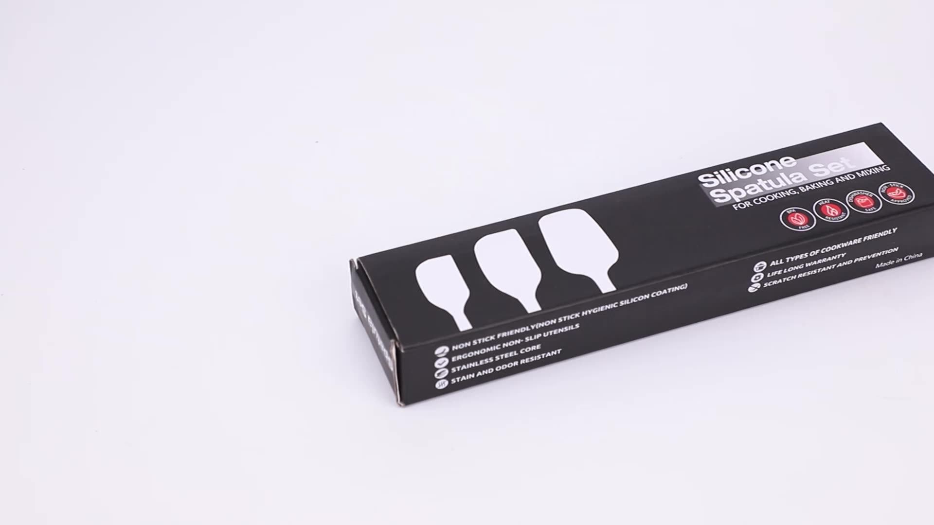 Silicone Spatula 3piece Set Ergonomic Handle High Heatresistant