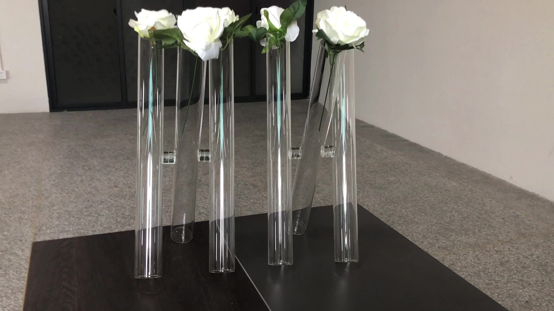 Zt223 Wedding Decor Supplies Glass Flower Vase 3 Pcs Set Small