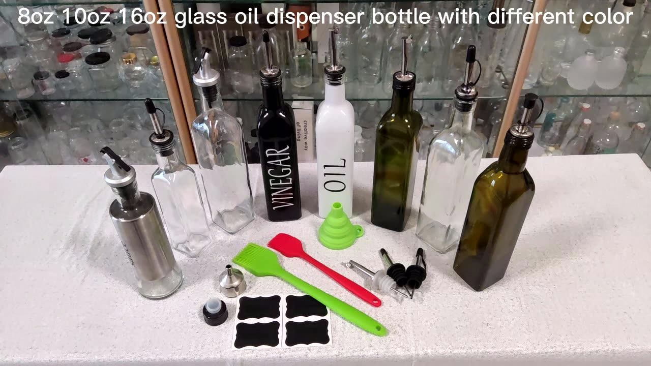 Bouteille D'Huile En Verre YYTECH 500ml Avec Bec Verseur - Lot De 2 Distributeurs Huile Vinaigre + Autocollants Et Entonnoir
